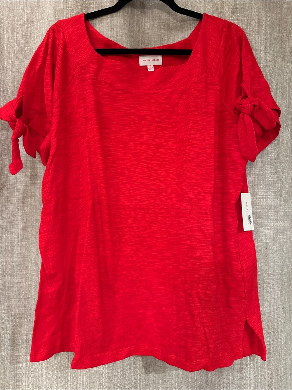 Bright Red Tie-Sleeve Tunic Top by Molly & Isadora